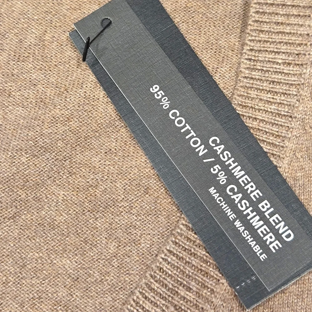 Claiborne Men's Cashmere Blend V-Neck Sweater English Brown Heather XXL NWT